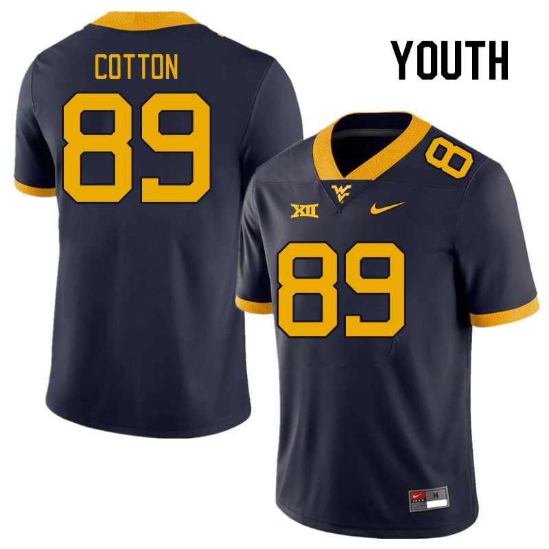 Youth #89 DJ Cotton West Virginia Mountaineers College Football Jerseys Stitched Sale-Navy